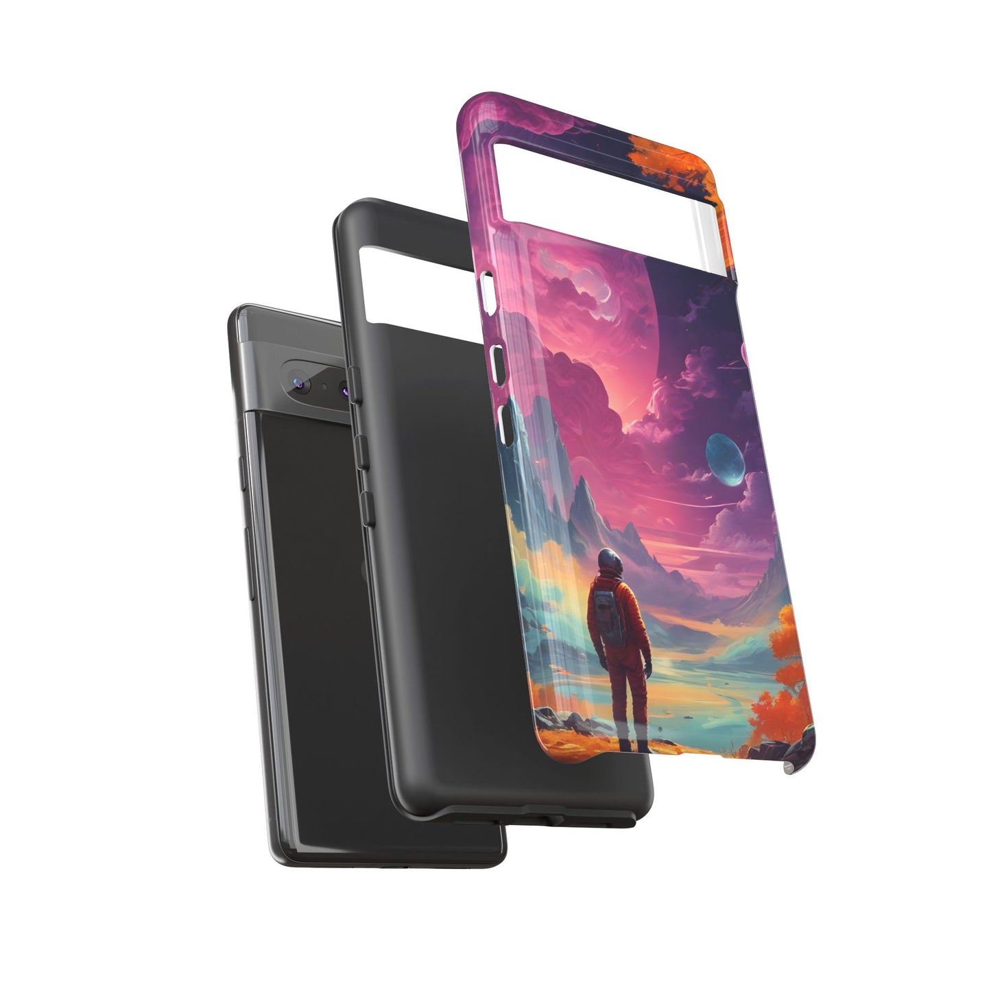 Carcasa para teléfono de astronauta psicodélico, tema espacial galaxia, fundas resistentes para hombres y mujeres, regalos únicos para amantes de la tecnología, accesorios elegantes, decoración cósmica.