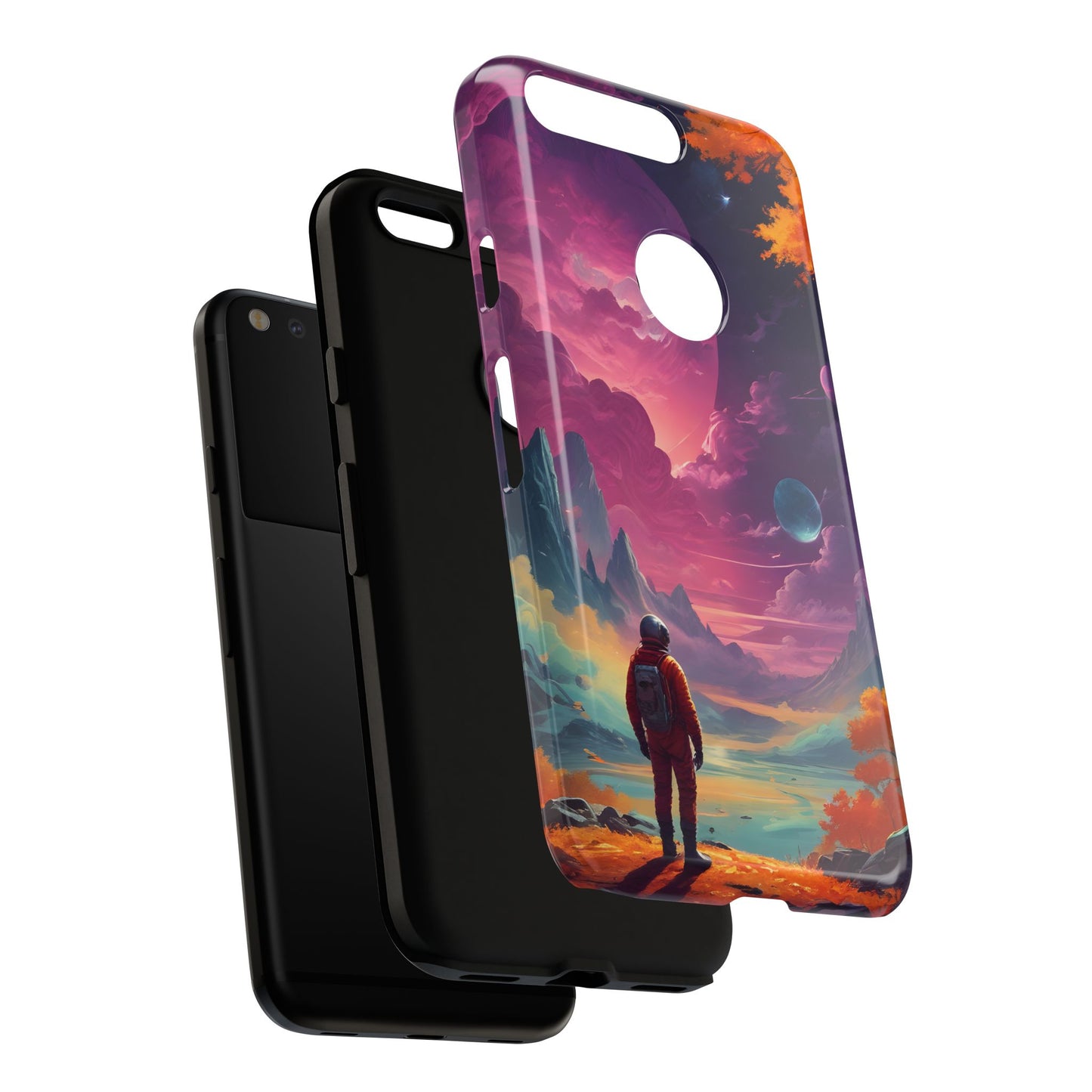 Carcasa para teléfono de astronauta psicodélico, tema espacial galaxia, fundas resistentes para hombres y mujeres, regalos únicos para amantes de la tecnología, accesorios elegantes, decoración cósmica.