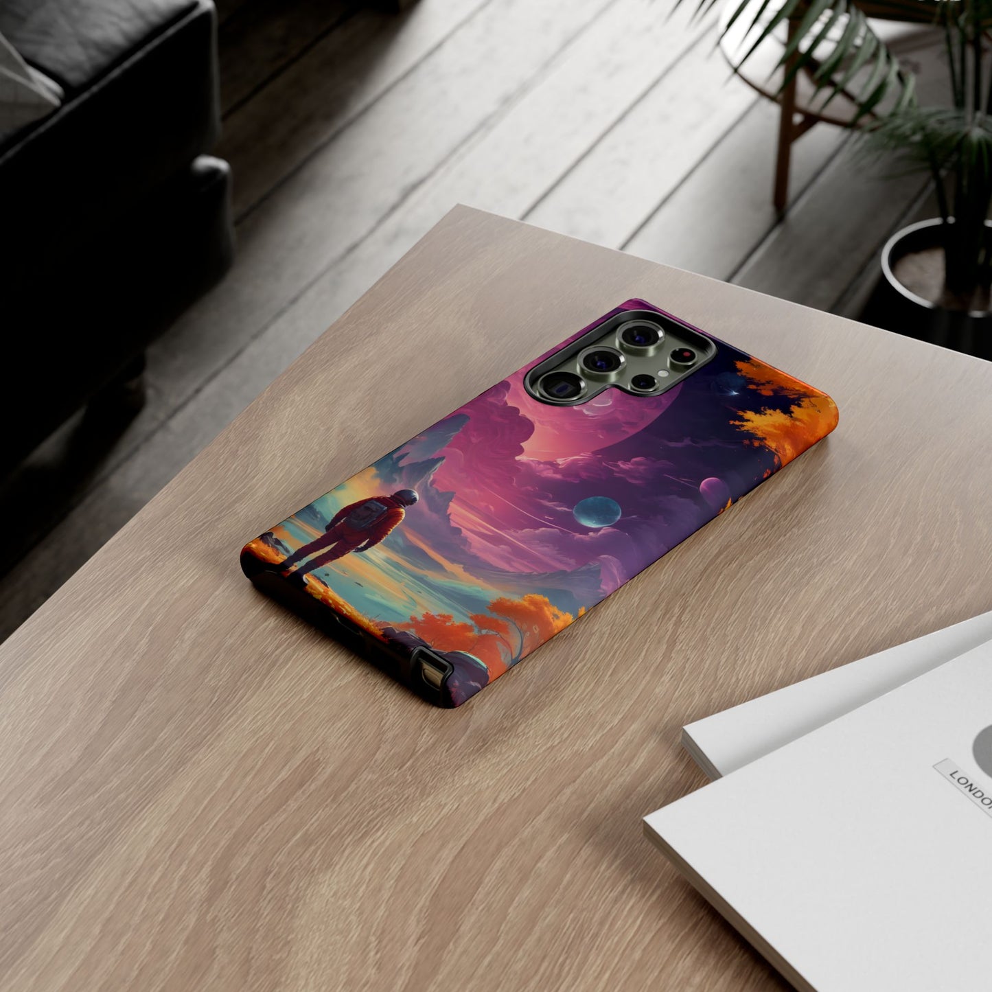 Carcasa para teléfono de astronauta psicodélico, tema espacial galaxia, fundas resistentes para hombres y mujeres, regalos únicos para amantes de la tecnología, accesorios elegantes, decoración cósmica.