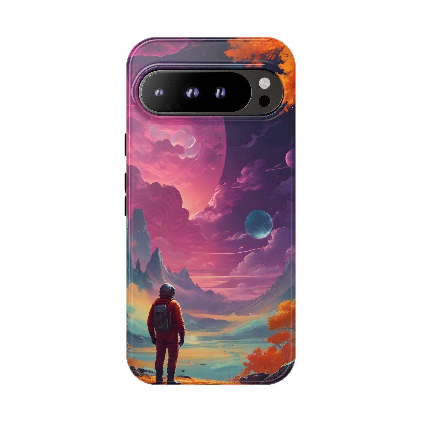 Carcasa para teléfono de astronauta psicodélico, tema espacial galaxia, fundas resistentes para hombres y mujeres, regalos únicos para amantes de la tecnología, accesorios elegantes, decoración cósmica.