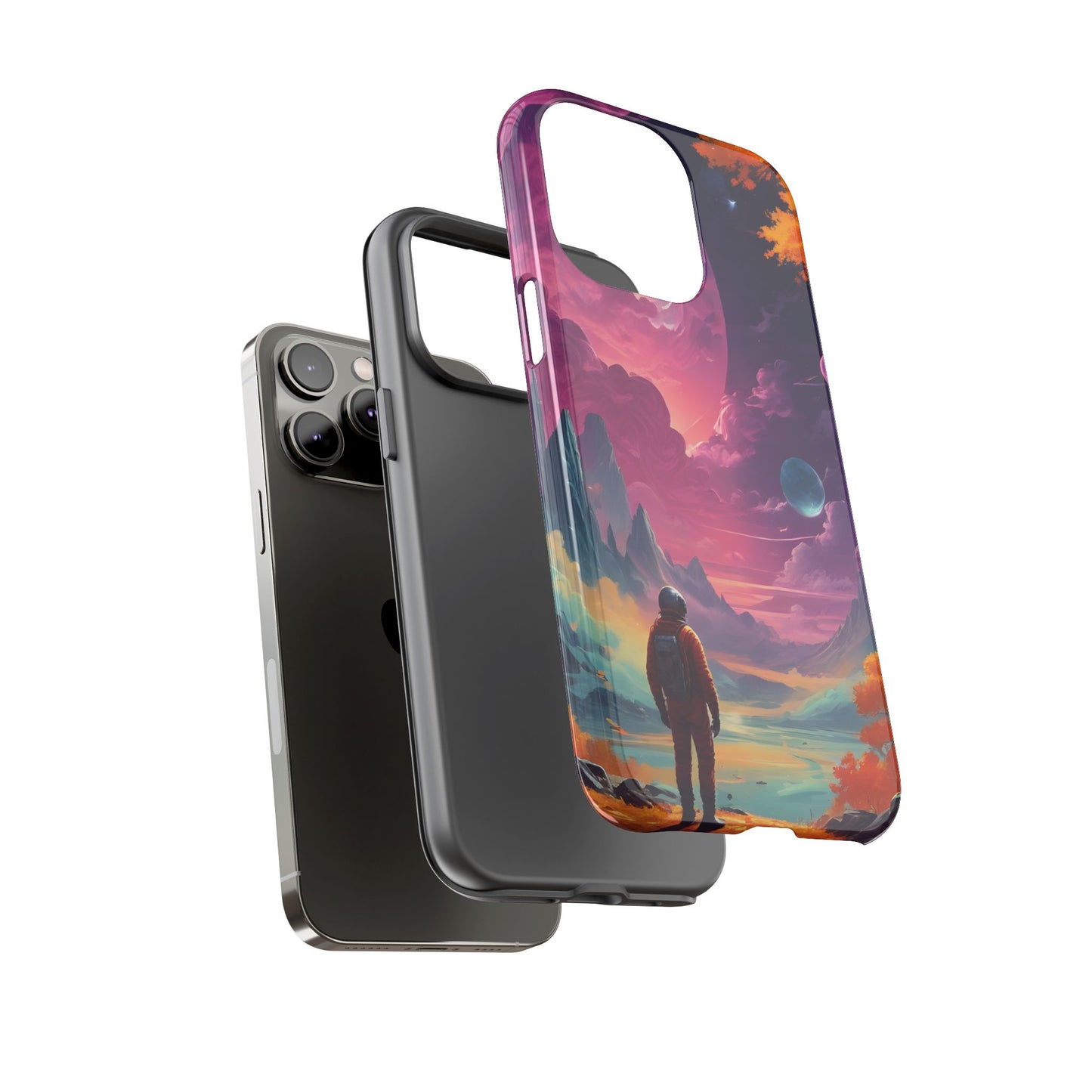 Carcasa para teléfono de astronauta psicodélico, tema espacial galaxia, fundas resistentes para hombres y mujeres, regalos únicos para amantes de la tecnología, accesorios elegantes, decoración cósmica.