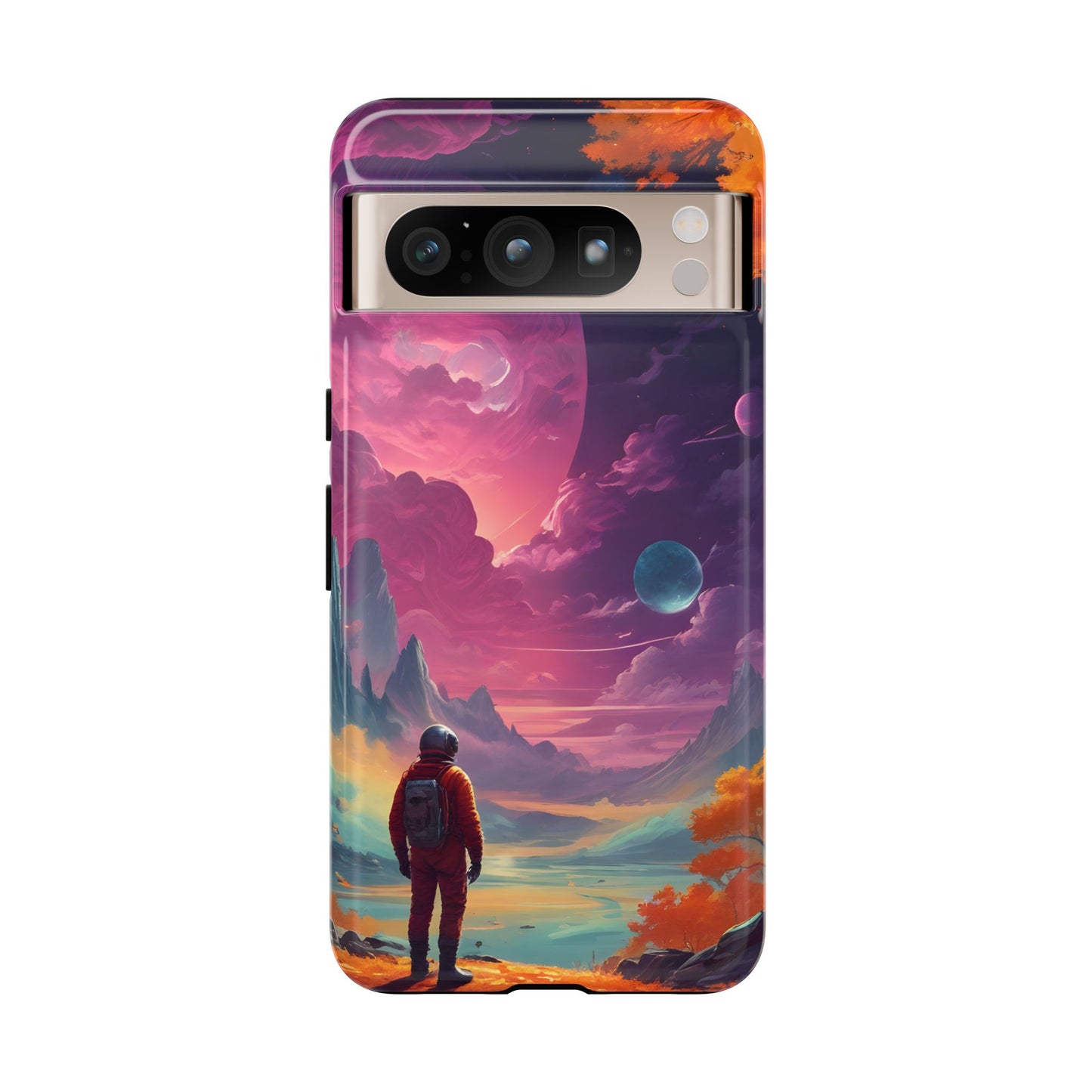 Carcasa para teléfono de astronauta psicodélico, tema espacial galaxia, fundas resistentes para hombres y mujeres, regalos únicos para amantes de la tecnología, accesorios elegantes, decoración cósmica.