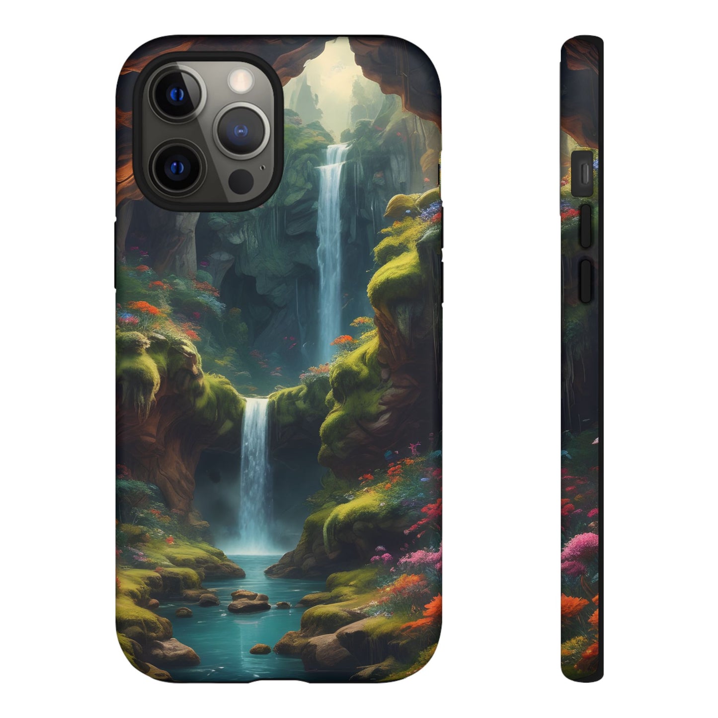 Funda de teléfono con diseño de cascada - Fundas resistentes, diseño de cascada, funda estética para teléfono, regalo para amantes de la naturaleza, protector de teléfono.