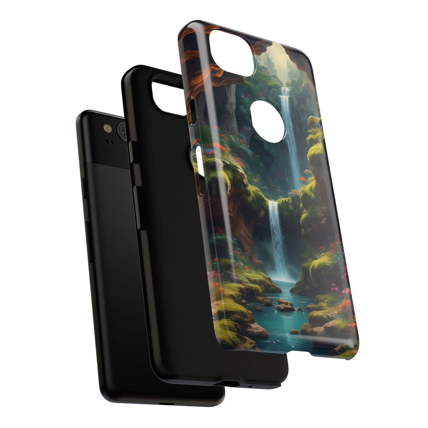Funda de teléfono con diseño de cascada - Fundas resistentes, diseño de cascada, funda estética para teléfono, regalo para amantes de la naturaleza, protector de teléfono.