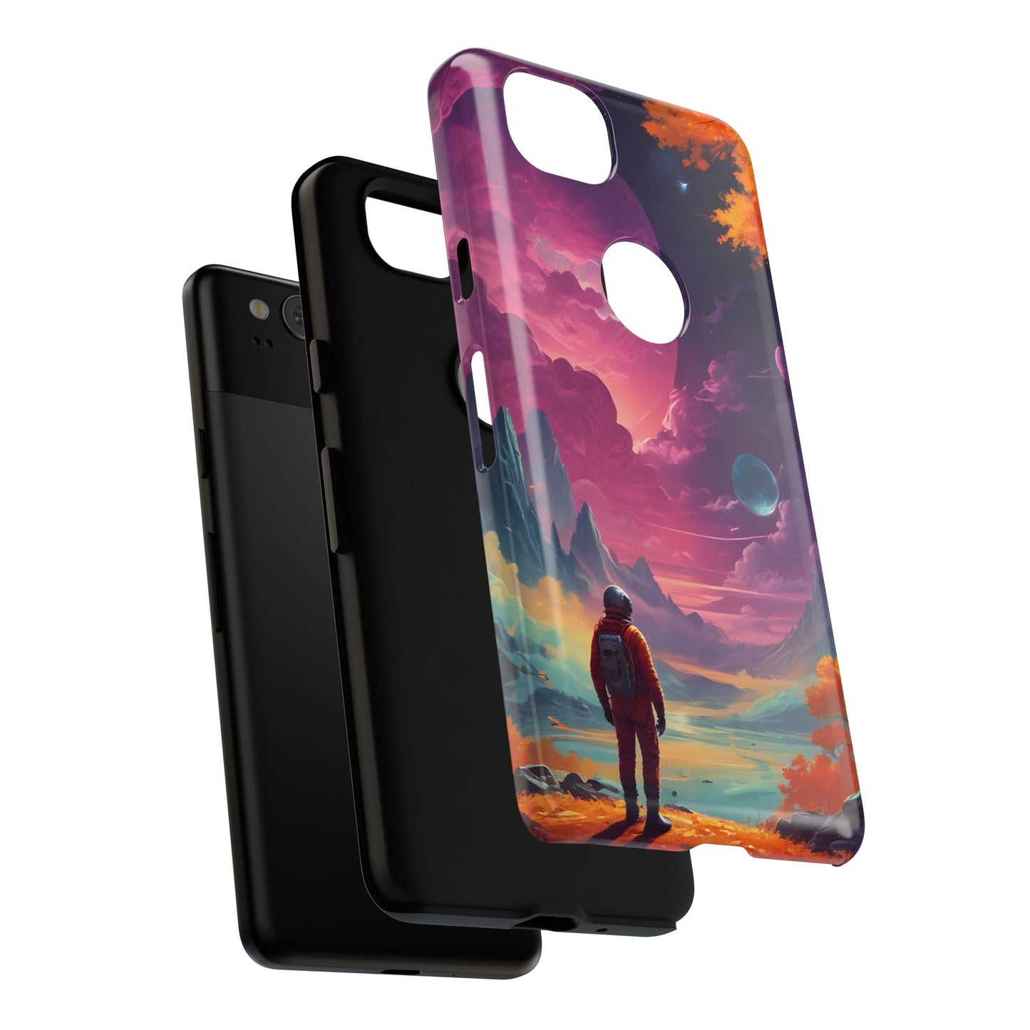 Carcasa para teléfono de astronauta psicodélico, tema espacial galaxia, fundas resistentes para hombres y mujeres, regalos únicos para amantes de la tecnología, accesorios elegantes, decoración cósmica.