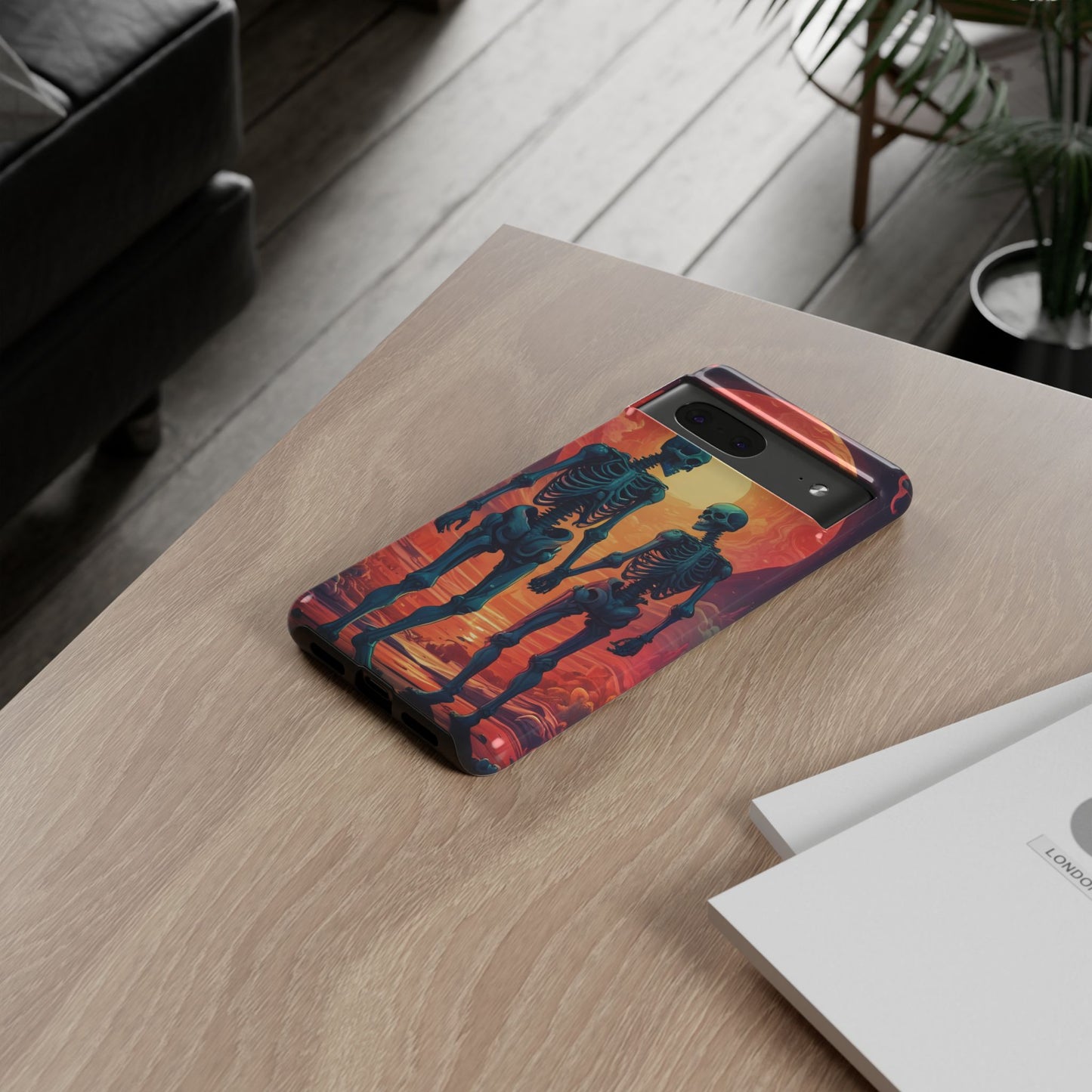 Carcasa de teléfono con esqueletos románticos, funda resistente para teléfono, accesorio de Halloween, regalo único, funda de teléfono para parejas, estética espeluznante.