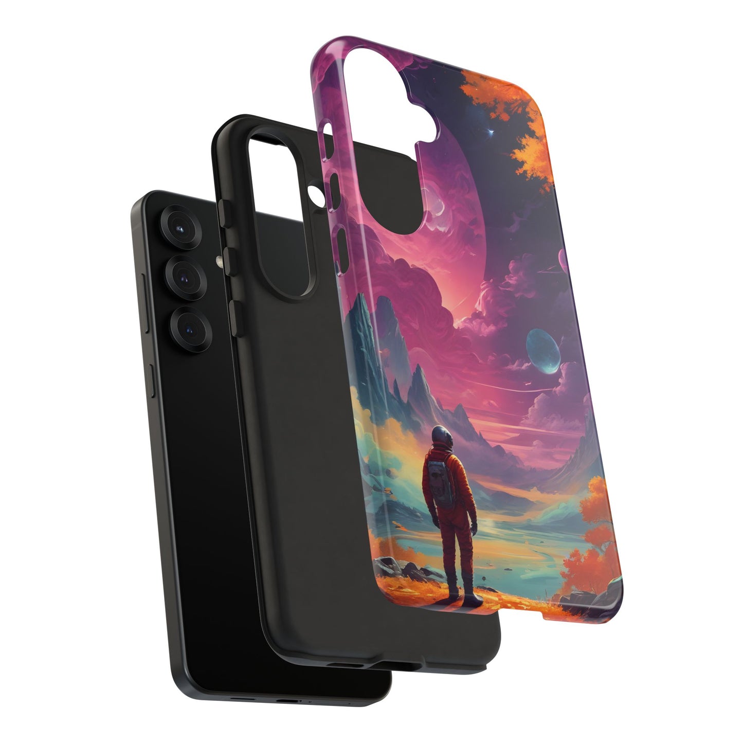 Carcasa para teléfono de astronauta psicodélico, tema espacial galaxia, fundas resistentes para hombres y mujeres, regalos únicos para amantes de la tecnología, accesorios elegantes, decoración cósmica.