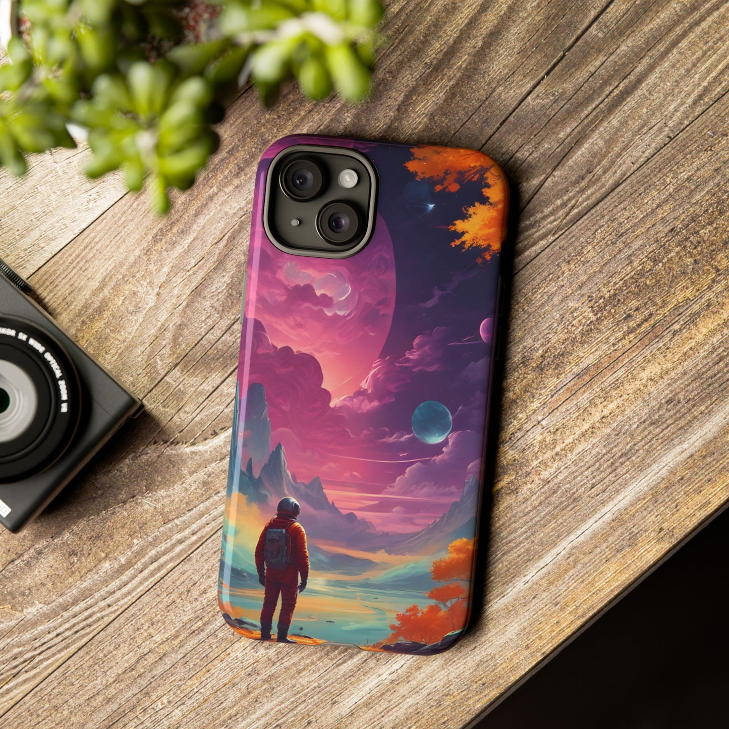 Carcasa para teléfono de astronauta psicodélico, tema espacial galaxia, fundas resistentes para hombres y mujeres, regalos únicos para amantes de la tecnología, accesorios elegantes, decoración cósmica.