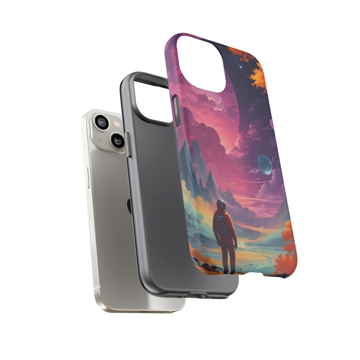 Carcasa para teléfono de astronauta psicodélico, tema espacial galaxia, fundas resistentes para hombres y mujeres, regalos únicos para amantes de la tecnología, accesorios elegantes, decoración cósmica.