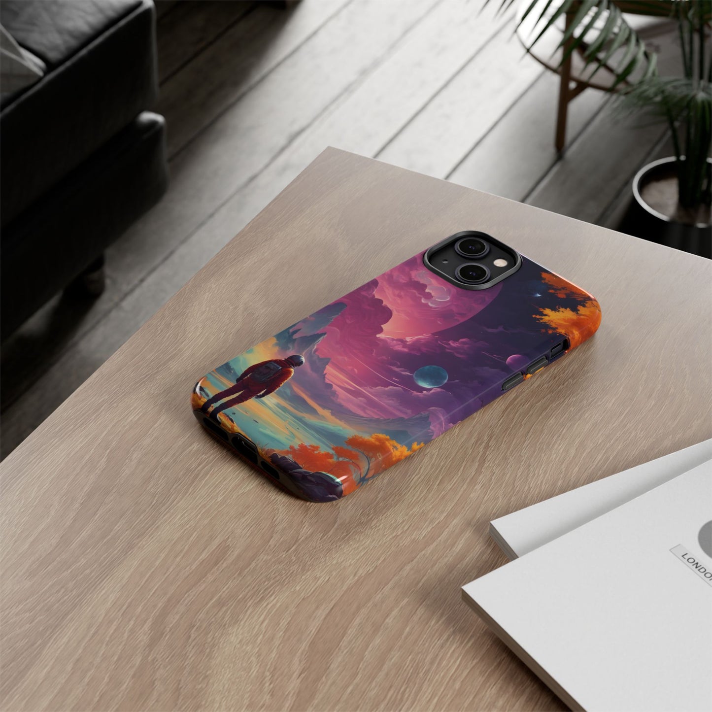 Carcasa para teléfono de astronauta psicodélico, tema espacial galaxia, fundas resistentes para hombres y mujeres, regalos únicos para amantes de la tecnología, accesorios elegantes, decoración cósmica.