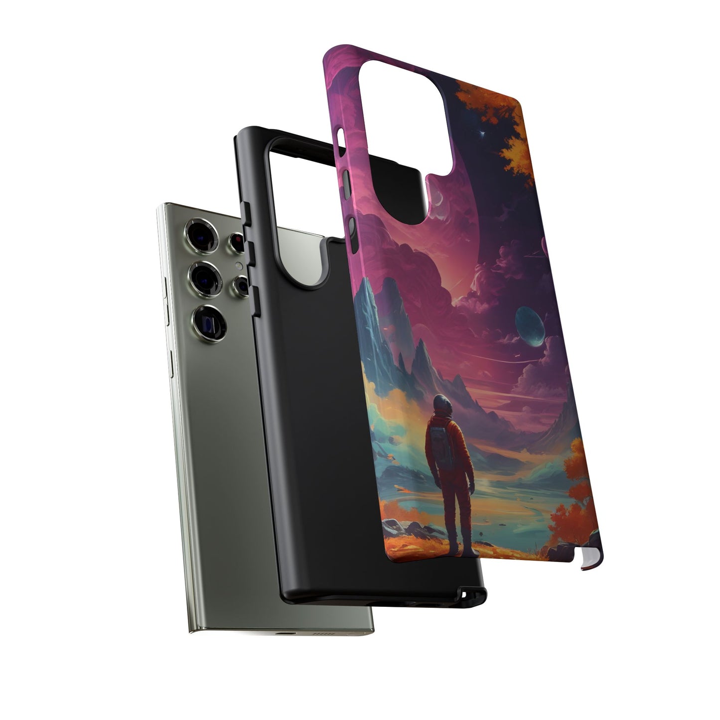 Carcasa para teléfono de astronauta psicodélico, tema espacial galaxia, fundas resistentes para hombres y mujeres, regalos únicos para amantes de la tecnología, accesorios elegantes, decoración cósmica.