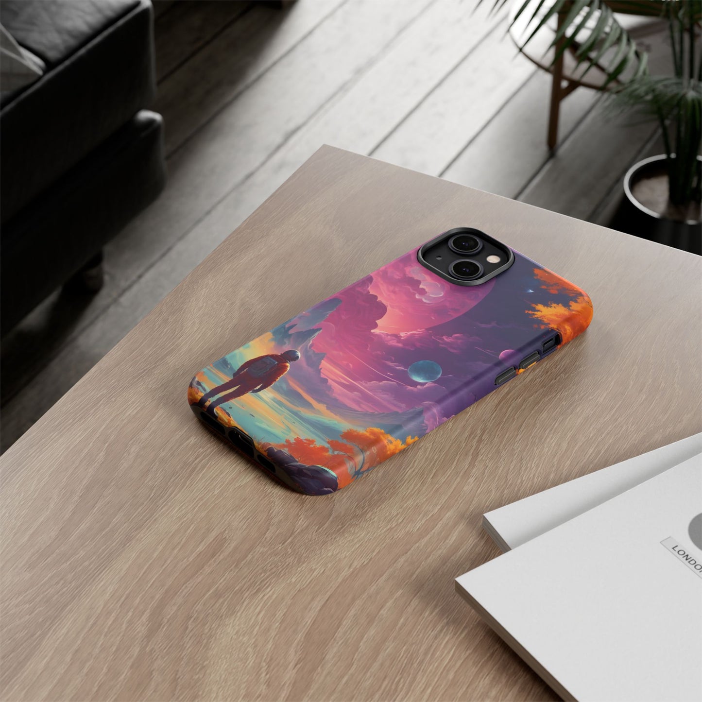 Carcasa para teléfono de astronauta psicodélico, tema espacial galaxia, fundas resistentes para hombres y mujeres, regalos únicos para amantes de la tecnología, accesorios elegantes, decoración cósmica.