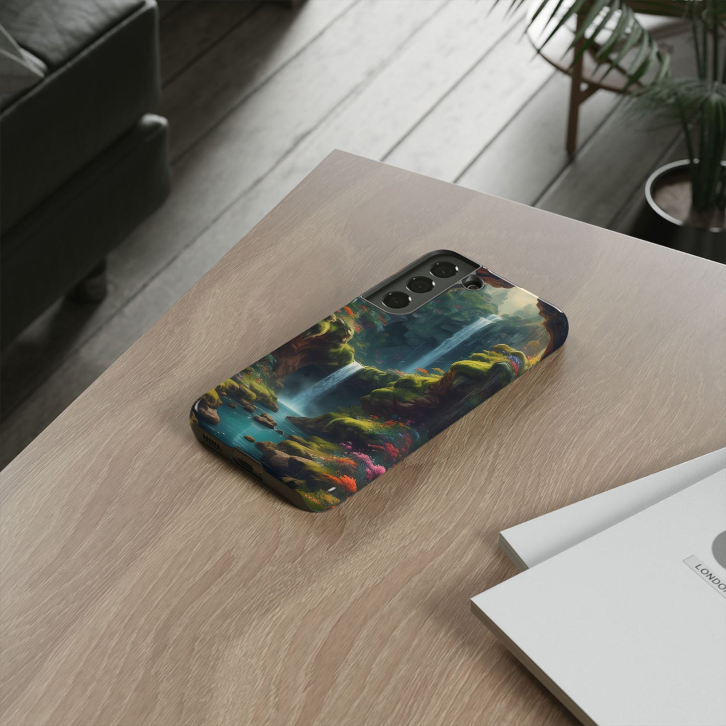 Funda de teléfono con diseño de cascada - Fundas resistentes, diseño de cascada, funda estética para teléfono, regalo para amantes de la naturaleza, protector de teléfono.