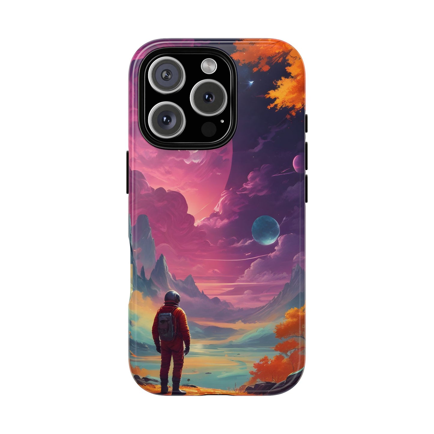 Carcasa para teléfono de astronauta psicodélico, tema espacial galaxia, fundas resistentes para hombres y mujeres, regalos únicos para amantes de la tecnología, accesorios elegantes, decoración cósmica.