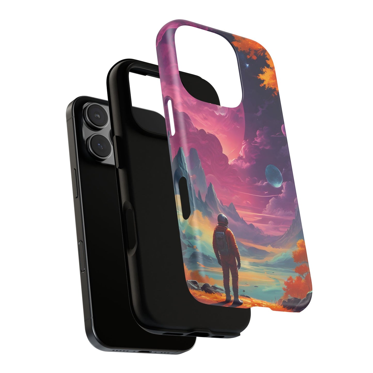 Carcasa para teléfono de astronauta psicodélico, tema espacial galaxia, fundas resistentes para hombres y mujeres, regalos únicos para amantes de la tecnología, accesorios elegantes, decoración cósmica.