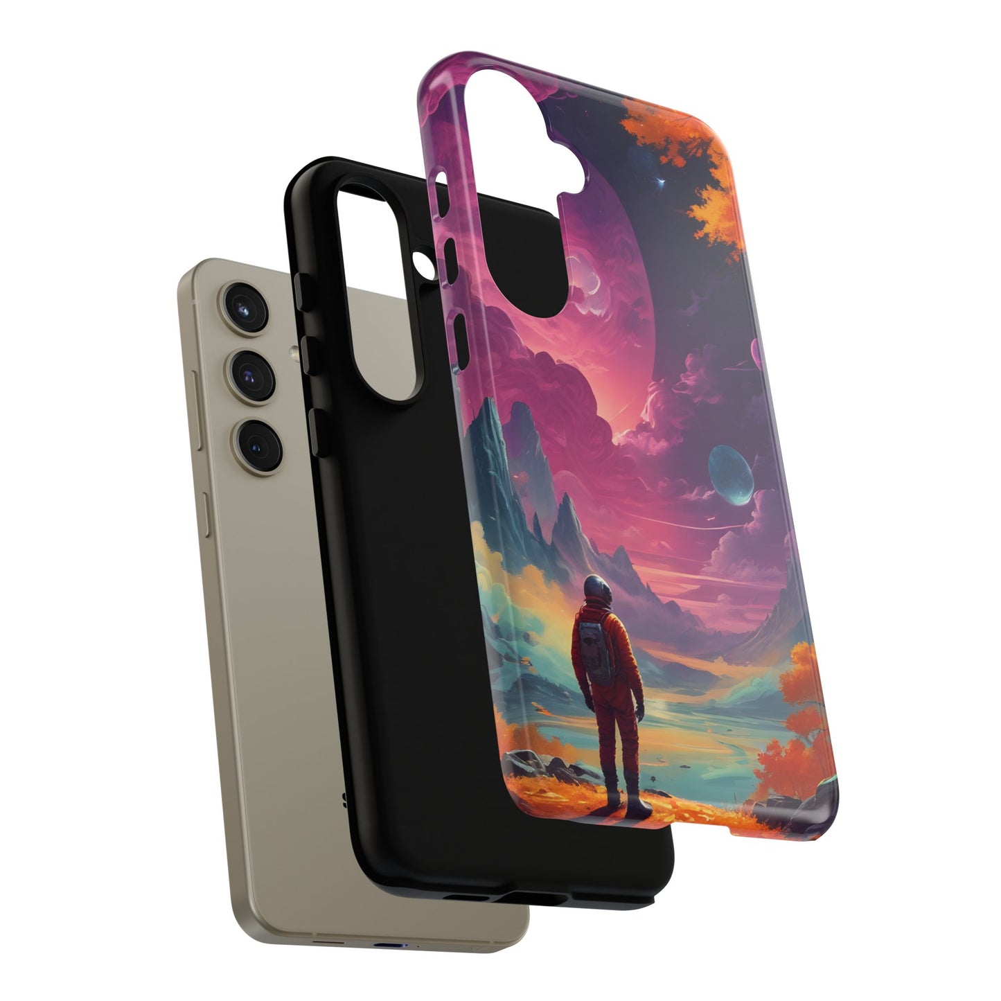 Carcasa para teléfono de astronauta psicodélico, tema espacial galaxia, fundas resistentes para hombres y mujeres, regalos únicos para amantes de la tecnología, accesorios elegantes, decoración cósmica.