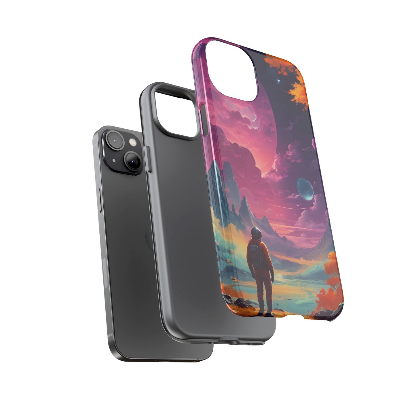 Carcasa para teléfono de astronauta psicodélico, tema espacial galaxia, fundas resistentes para hombres y mujeres, regalos únicos para amantes de la tecnología, accesorios elegantes, decoración cósmica.