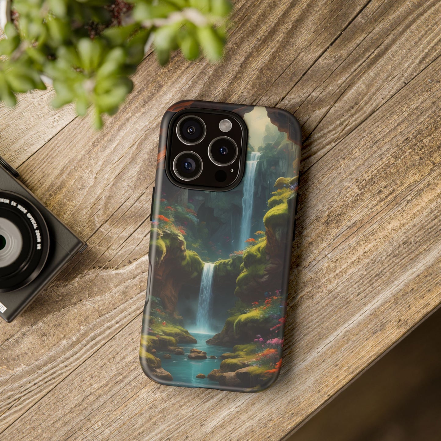 Funda de teléfono con diseño de cascada - Fundas resistentes, diseño de cascada, funda estética para teléfono, regalo para amantes de la naturaleza, protector de teléfono.