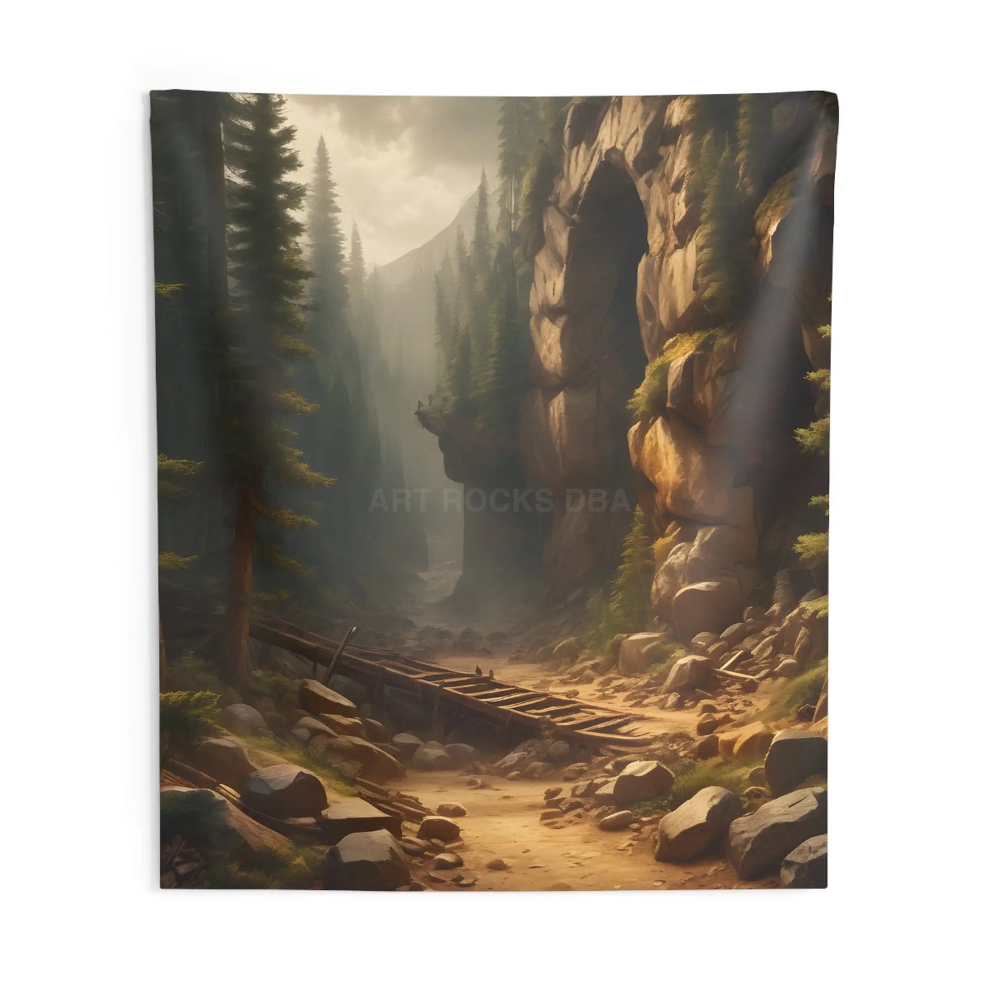 Abandoned Cave Wall Tapestry Mountain Landscape Décor Boho Wall Art Cozy Home Decoration Relaxing Room Accents Rustic