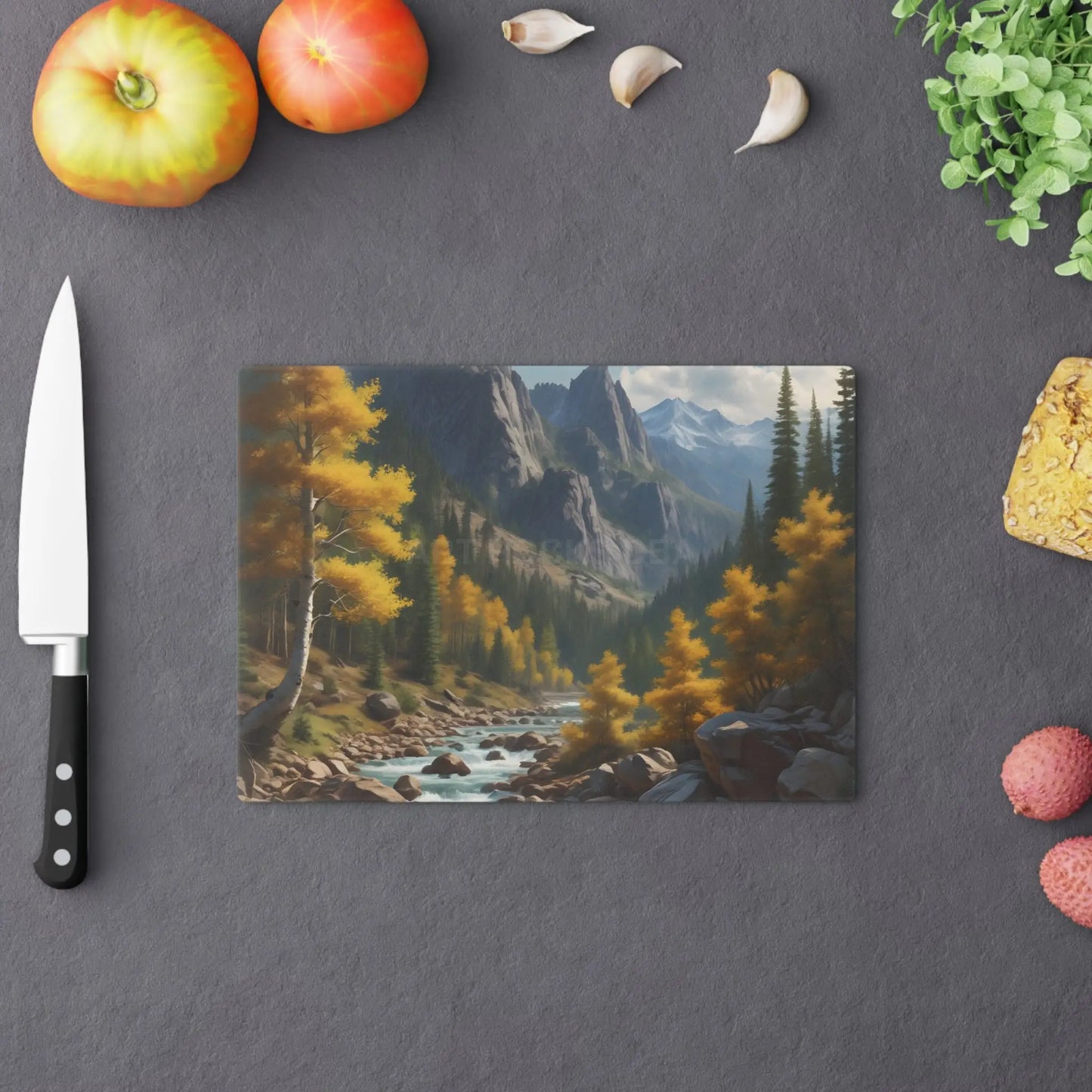 Aspen Mountain Stream Cutting Board — Scenic Fall Landscape Kitchen Board - Home Decor