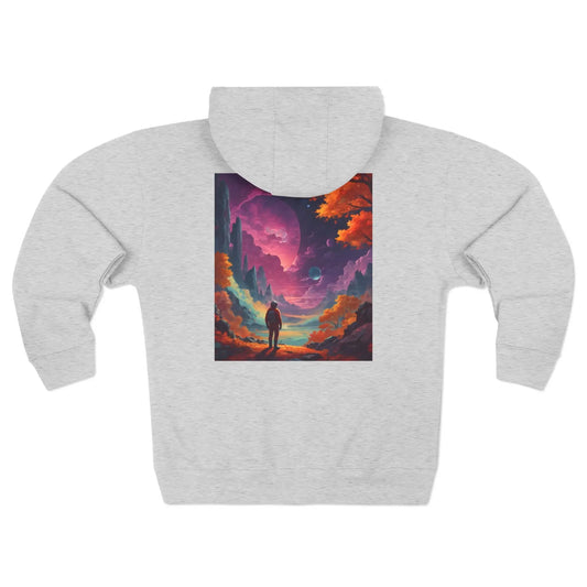 Astronaut in a Surreal Landscape Zip-Up Hoodie - XS / Heather Grey - Hoodie