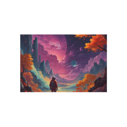 Astronaut Psychedelic Outdoor Rug Nature-themed Rug for Patios Boho Home Decor Galaxy Print Area Rug Camping and Garden