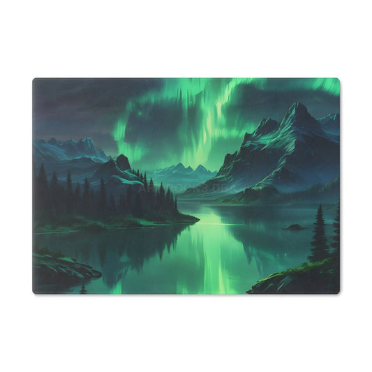 Aurora Borealis Mountain Glass Cutting Board — Northern Lights Scenic Kitchen Board - Small - Home Decor