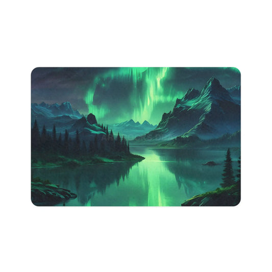 Aurora Borealis Mountain Pet Food Mat (12x18) - 12’’ × 18’’ / Rectangle - Pets