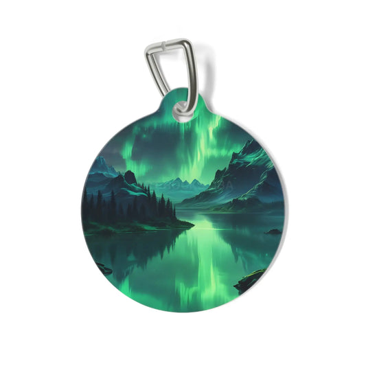 Aurora Lake Pet Tag — Northern Lights Scenic Dog/Cat ID Charm - 1’’ - Pets