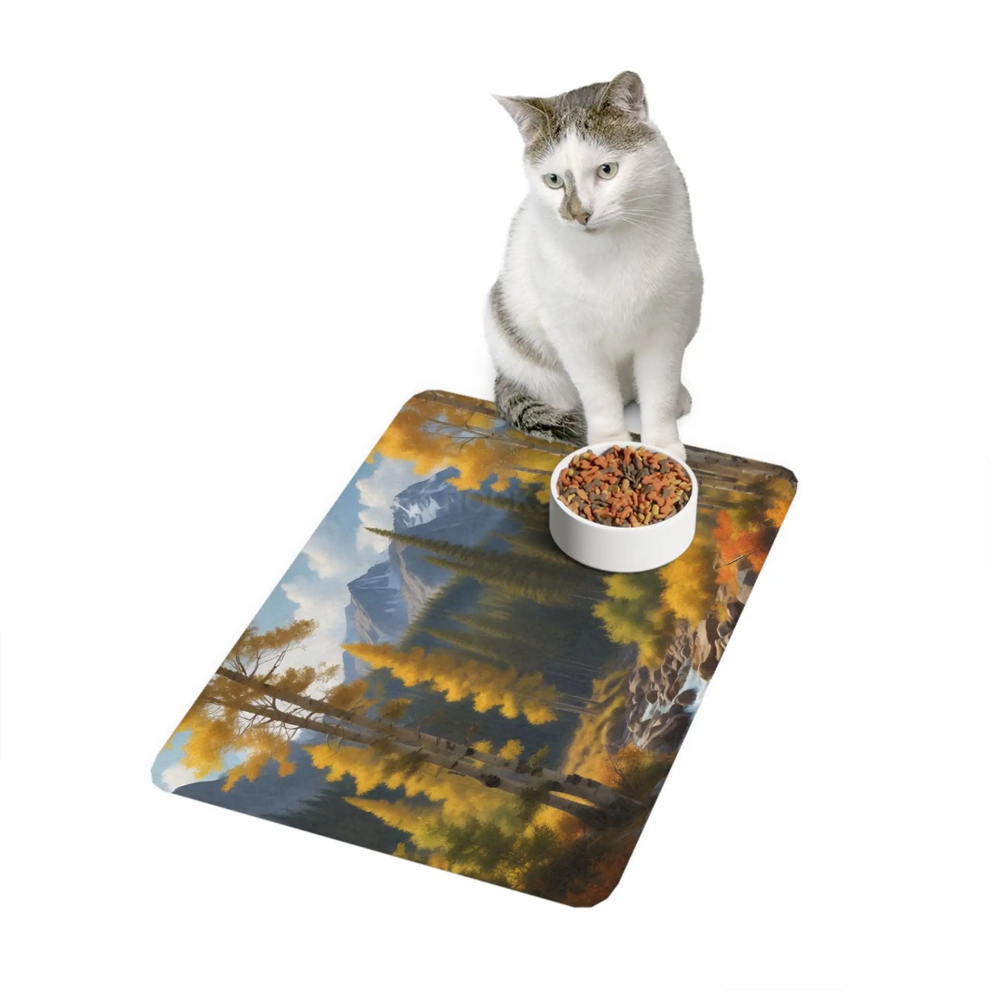 Autumn Aspen Mountain Stream Pet Food Mat (12x18) - 12’’ × 18’’ / Rectangle - Pets