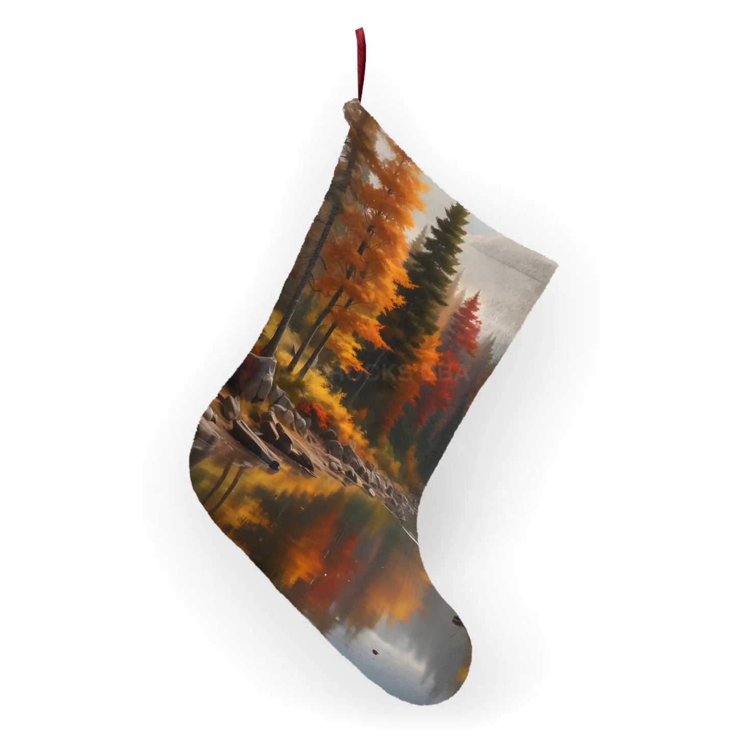 Autumn Forest Christmas Stocking – Scenic Lake Holiday Decoration - One size - Home Decor