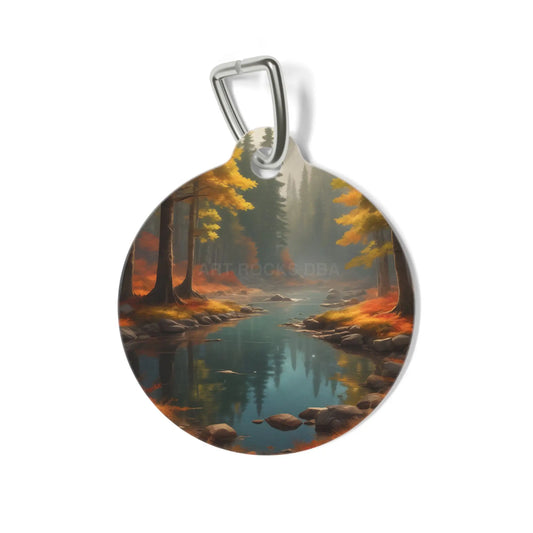 Autumn Forest River Pet Tag — Scenic Fall Landscape Dog ID Tag - 1’’ - Pets
