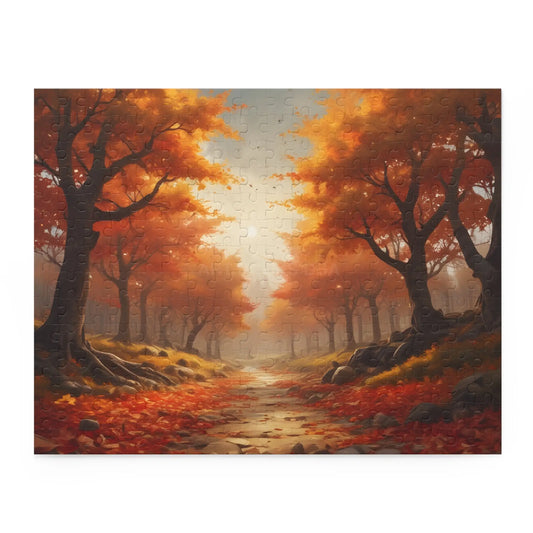 Autumn Forest Scenic Path Jigsaw Puzzle — 120/252/500-Piece - 14’’ × 11’’ (252 pcs) - Puzzle