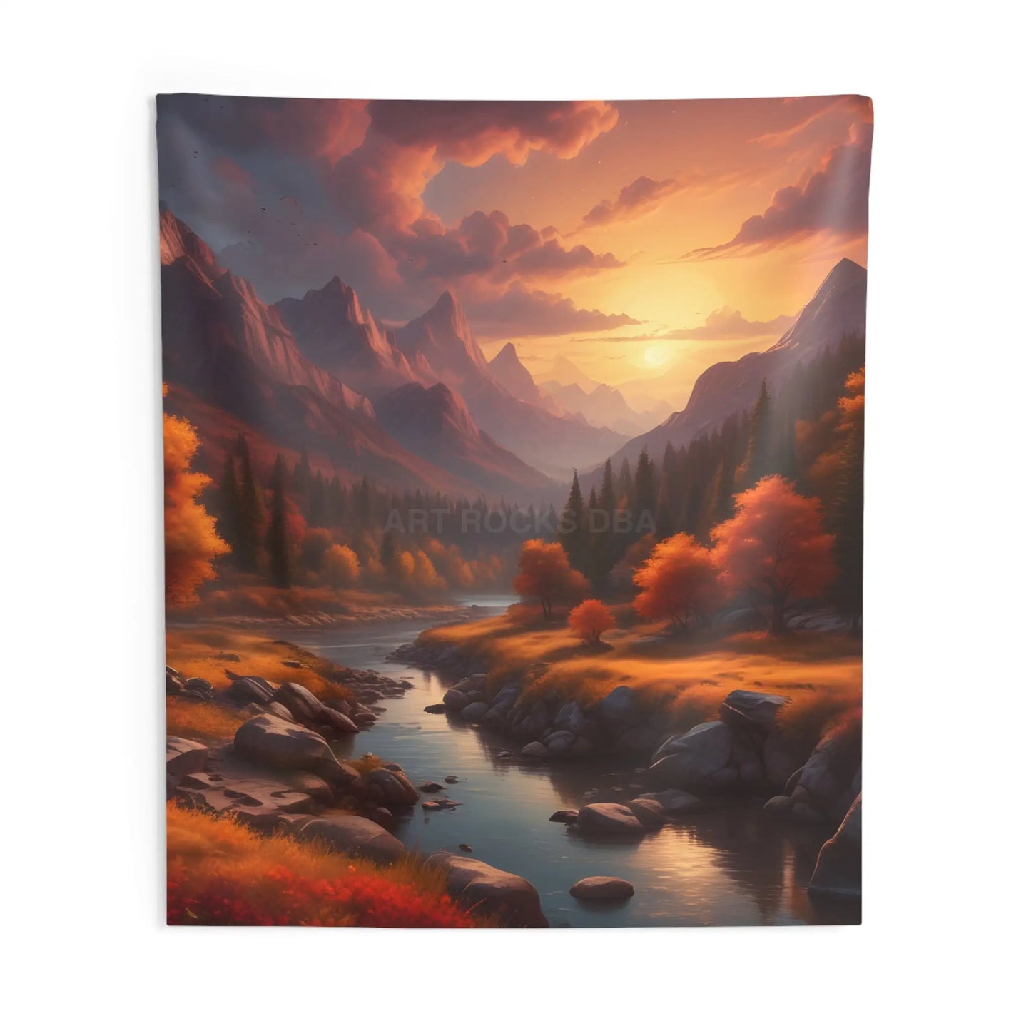 Autumn Mountain Landscape Tapestry | Nature Home Decor Wall Art Boho Bedroom Cozy Living Room Gift for Nature Lovers