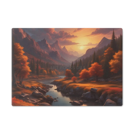 Autumn Mountain Valley Cutting Board — Scenic Sunset Landscape Charcuterie Board - Small - Home Decor