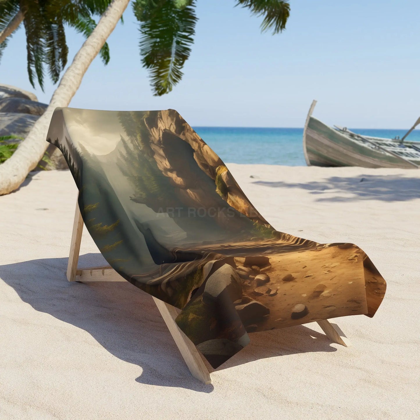 Beach Towel — Tranquil Coastal Cave Scenic Print - Home Decor