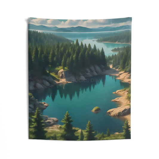 Blue Lake Indoor Wall Tapestries for Cozy Homes Bohemian Decor Scenic Landscape Tapestry Living Room Wall Art Gifts