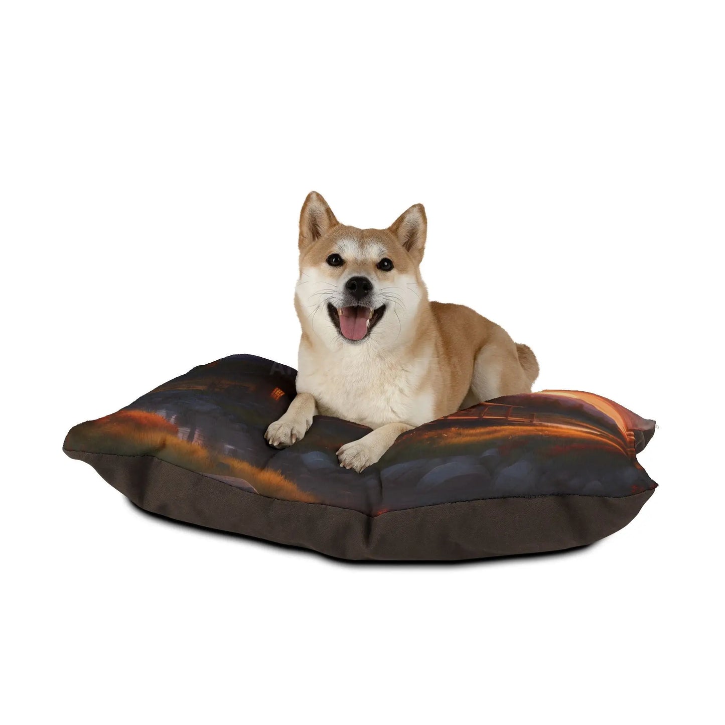 Cabin Sunset Pet Bed — Cozy Mountain Lodge Dog & Cat Bed - Pets