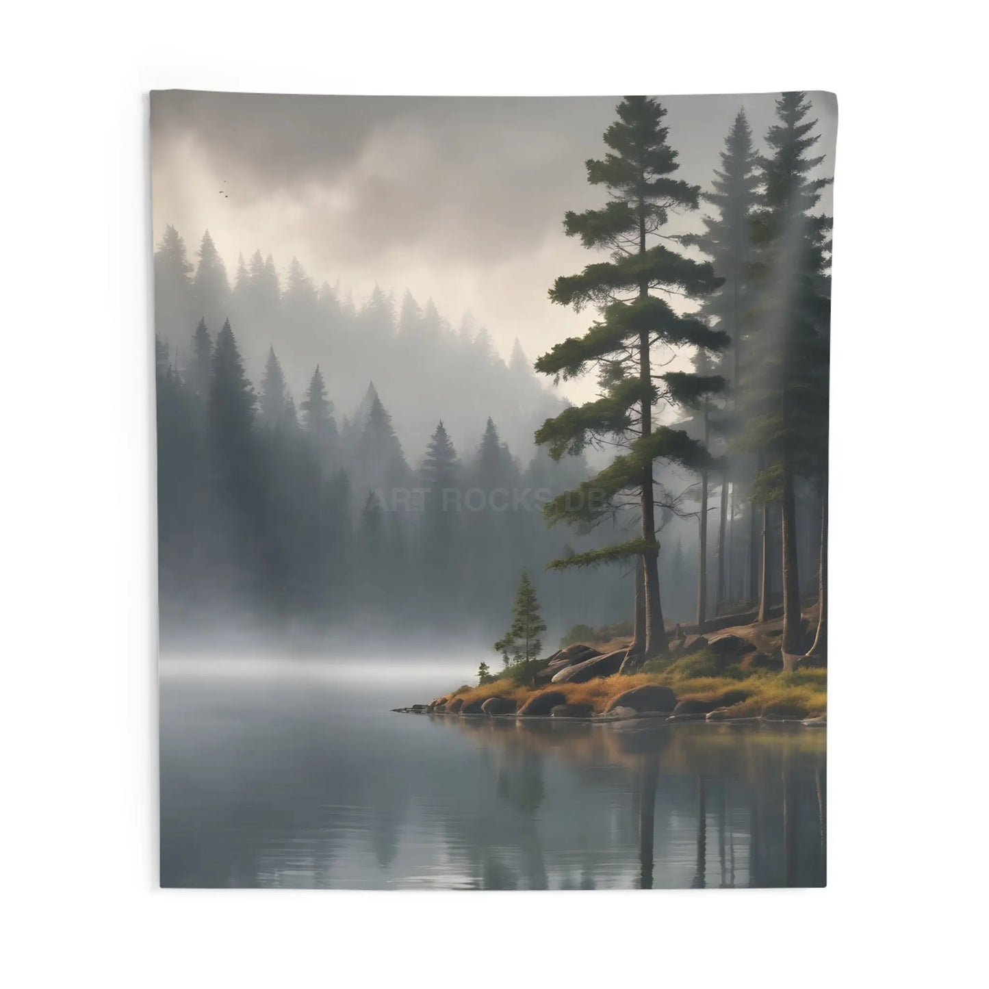 Calm Foggy Lake on a Rainy Day Wall Tapestry Nature Decor Home Aesthetic Living Room Wall Art Rustic Cabin Vibes Cozy