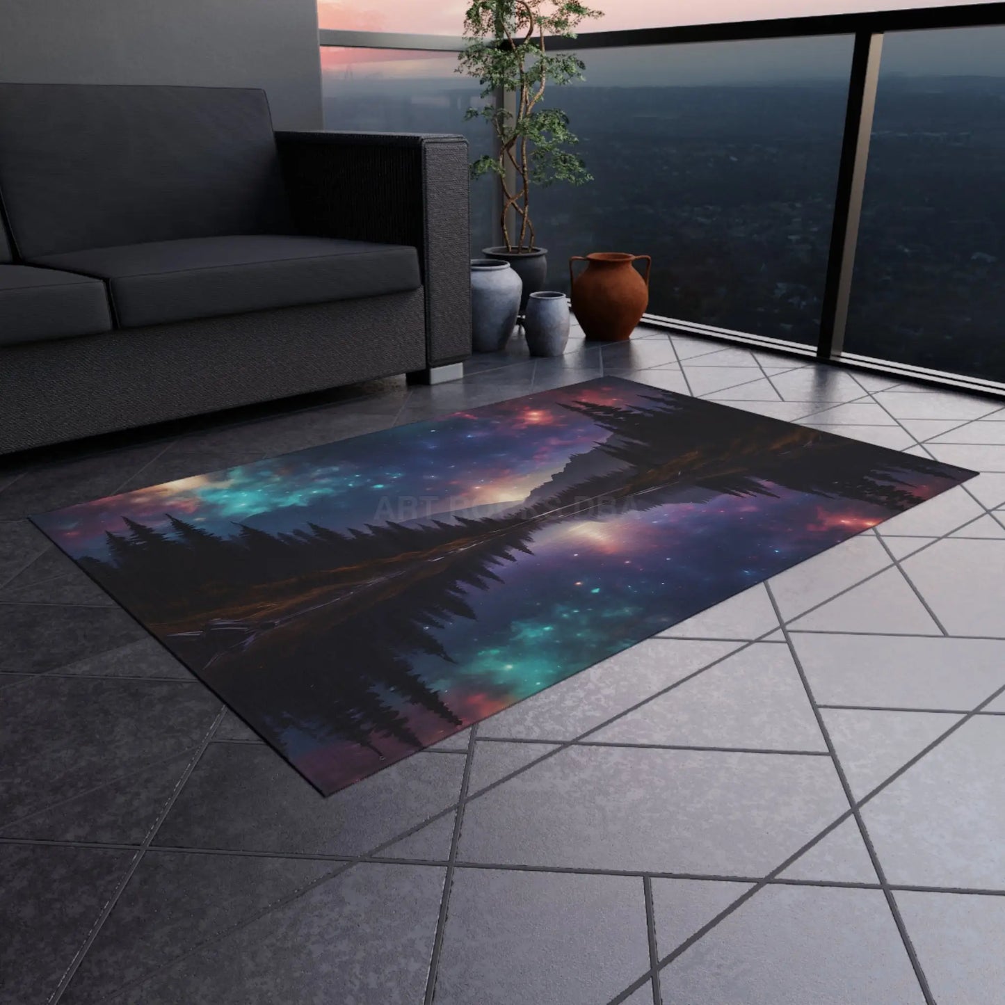 Celestial Landscape Outdoor Rug Starry Sky Mat for Patios Camping Rug Nature-Inspired Decor Tent Accessory - Home Decor