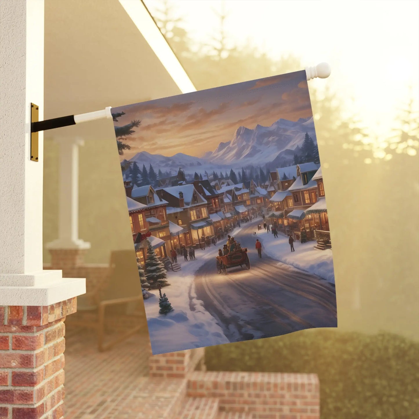 Charming Seasonal Garden Banner Christmas Decor Holiday Home Accent Winter Landscape Flag Outdoor Decoration - 12’’ ×