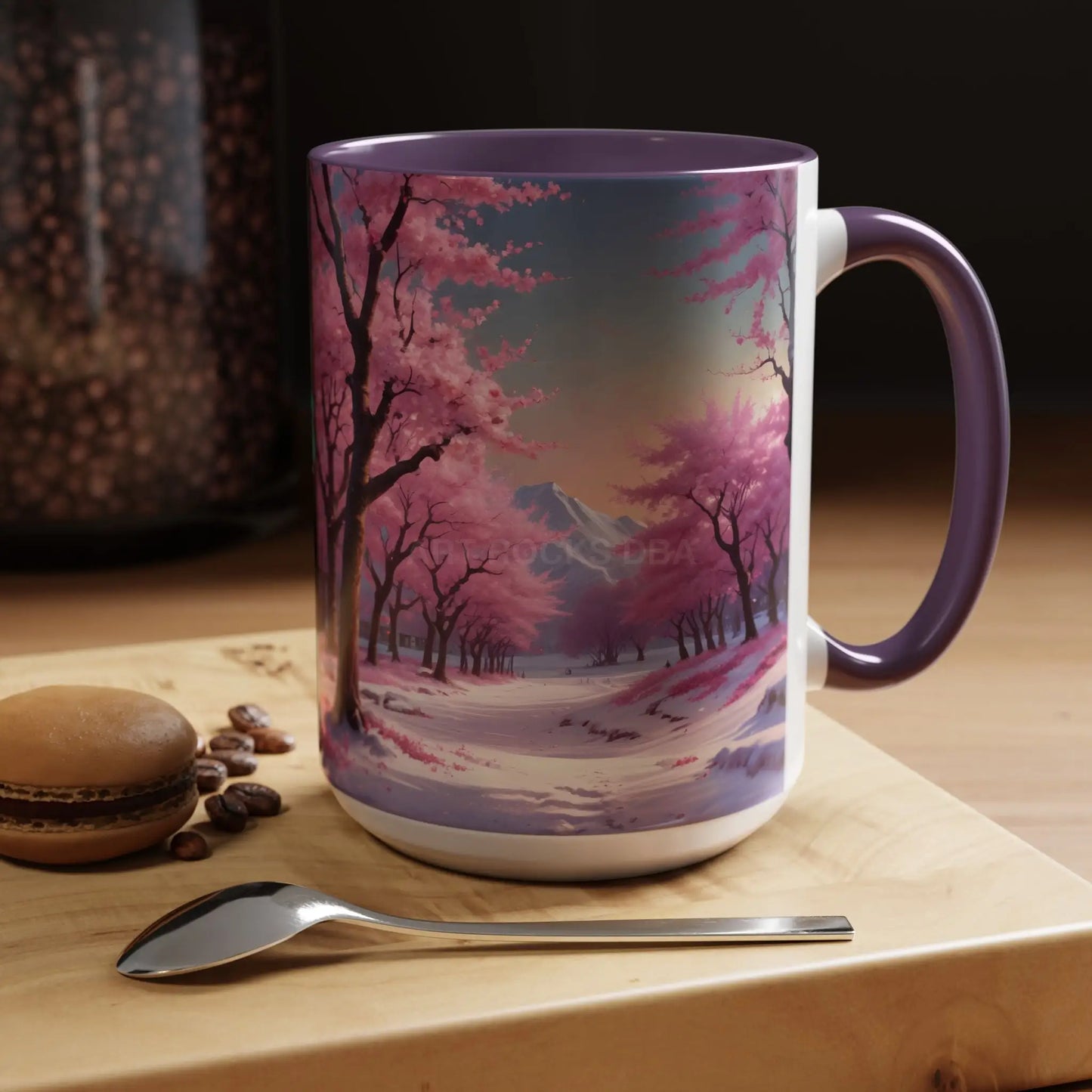 Cherry Blossom Coffee Mug - Pink Sakura Landscape Accent Mug (11/15oz) - Mug