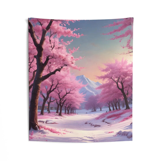 Cherry Blossom in The Spring Wall Tapestry Aesthetic Room Decor Tranquil Nature Art Cozy Home Wall Hanging Gift