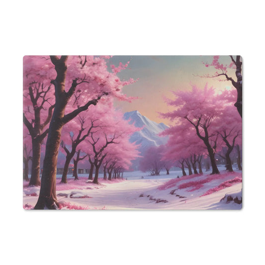 Cherry Blossom Scenic Cutting Board – Sakura Mountain Kitchen Decor - Small - Home Decor