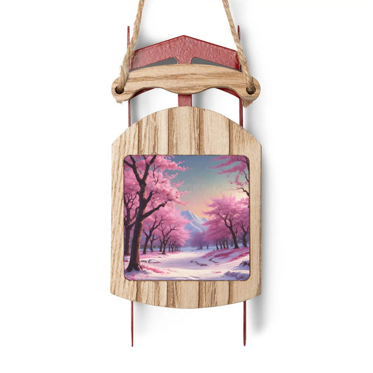 Cherry Blossom Sled Ornament - 2.1’’ × 4.6’’ / 1 pc - Home Decor