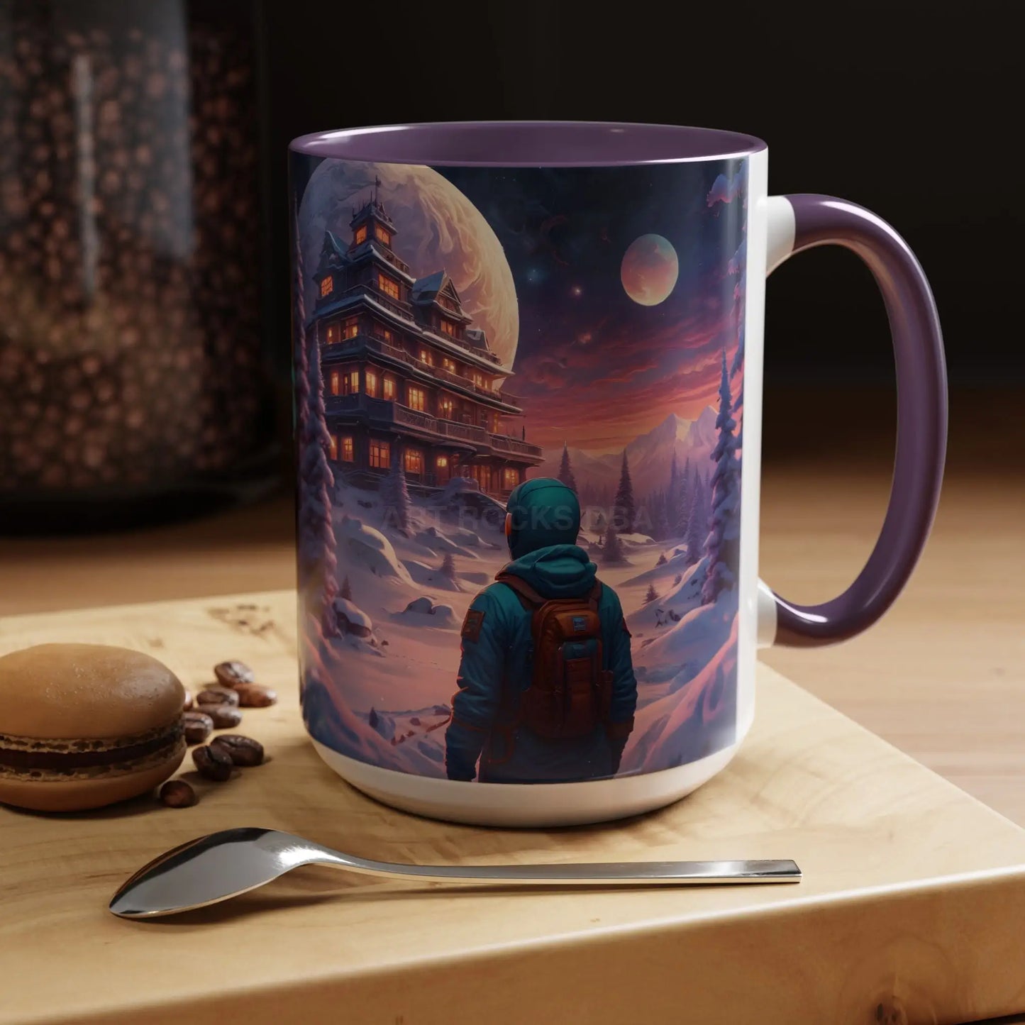 Coffee Mug — Winter Space Traveling with Backpacker (Accent 11/15oz) - Mug