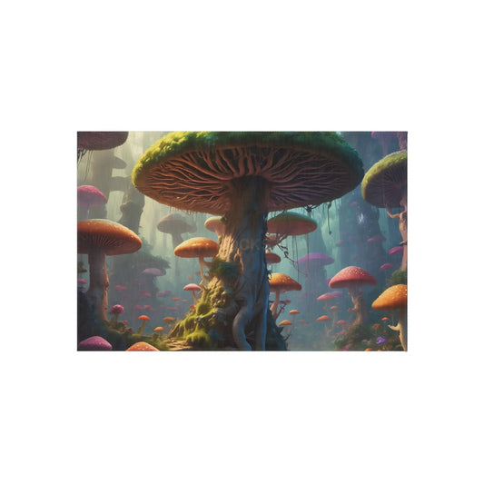 Colorful Mushroom Forest Outdoor Rug Boho Patio Mat Garden Decor Camping Accessory Nature Inspired Home Decor Outdoor