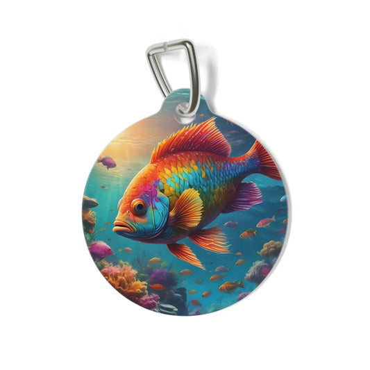 Colorful Reef Fish Pet Tag — Vibrant Ocean Dog & Cat ID Charm - 1’’ - Pets