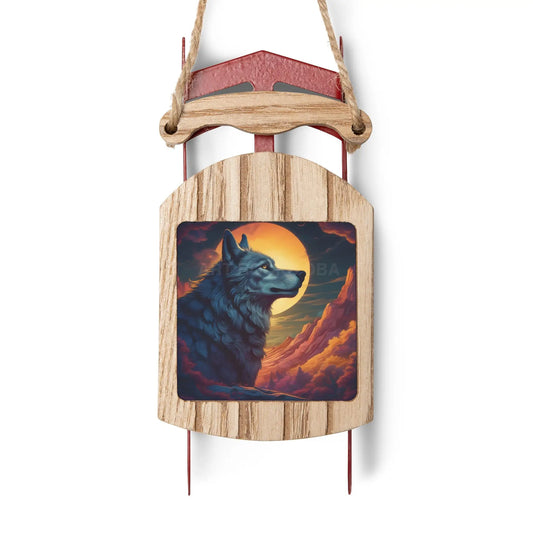 Colorful Wolf Sled Ornament — Holiday Tree Decoration - 2.1’’ × 4.6’’ / 1 pc - Home Decor