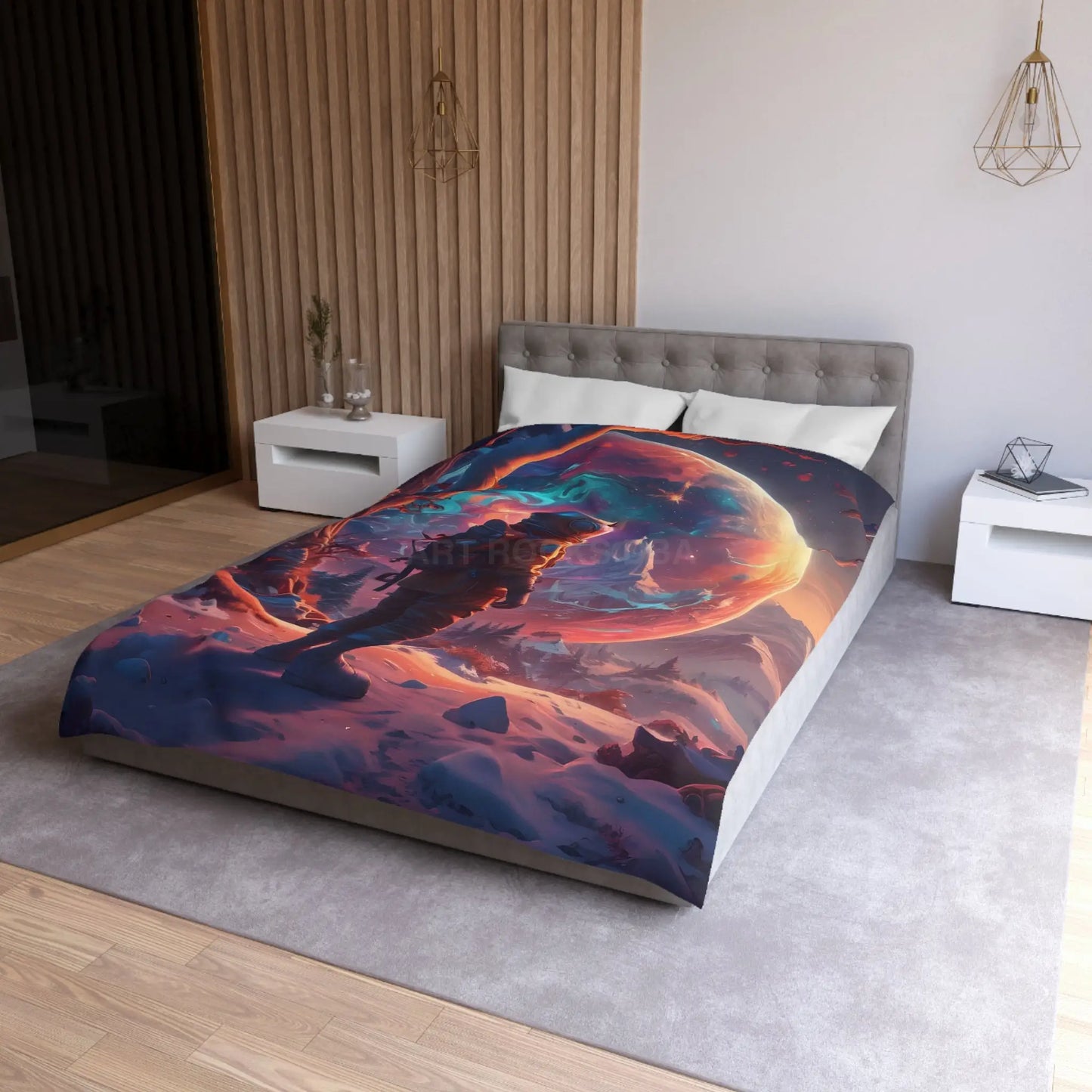 Cosmic Dreams Microfiber Duvet Cover - Space Art Bedroom Decor Astronaut Theme Unique Gift Galaxy Bedding - Home Decor